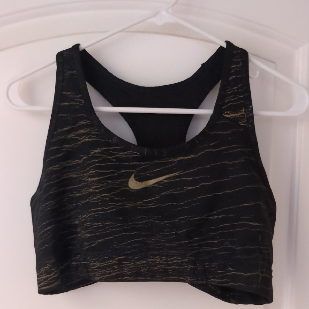 Nike Black and Gold Sports Bra